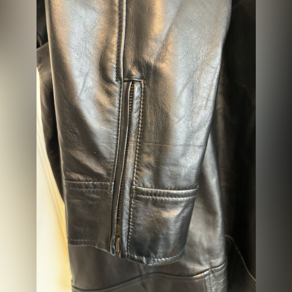 NWOT WOMENS BlACK BIKER LEATHER SHEEPSKIN ZIPPERED RIDING JACKET SZ L - Picture 9 of 16